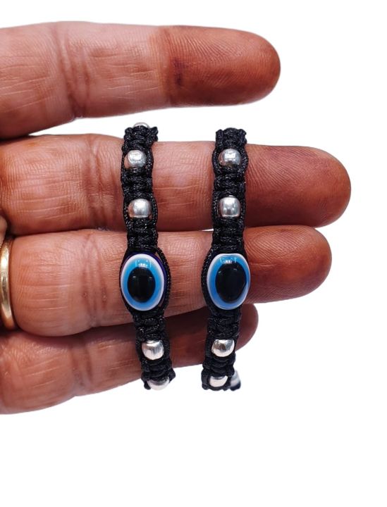 Blue Evil Eye With German Silver Bracelet For Kids