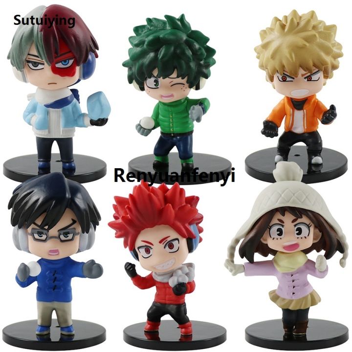 Renyuan Sutuiying My Hero Academia 9 Pcs Cute Ver. Midoriya All Might Bakugou Shoto Fashion 2025 Ochaco PVC Action Figure Boku no Hero Gift Doll Model 8-10cm