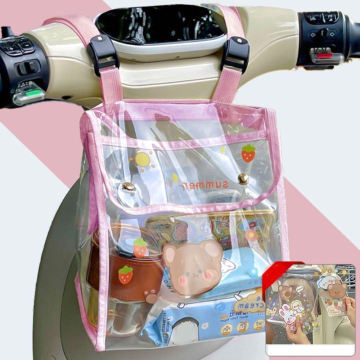 New Large Capacity Electric Car Hanging Bag Multifunction Transparent Bicycle Front Storage Bag Waterproof Portable Electric Bike Hanging Bag