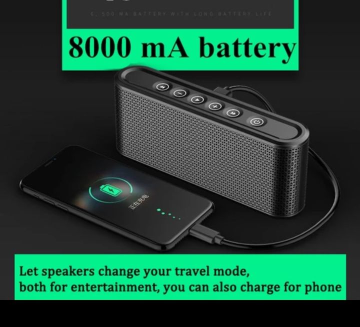 X6 Wireless Bluetooth Speaker 8000mAh Power Bank