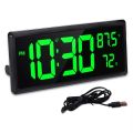 Large Digital Wall Clock 3808 Display With Temperature And Humidity 14.3 Inch LED Numbers For Home Office. 