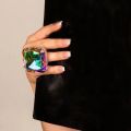 Creative Gift Square Shape Square Rhinestone Ring Rhinestone Crystal Large Size Vintage Wedding Ring Adjustable Size Exaggerated Giant Adjustable Crystal Ring. 