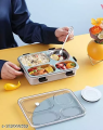 Stainless Steel Insulated Lunch Box With Compartments, Large Size 5 Compartments With Soup Bowl Spoon Fork. 