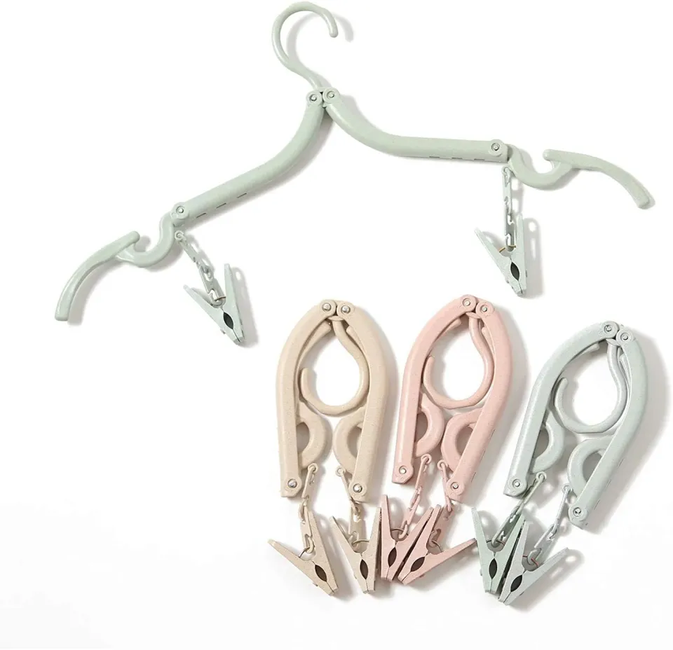 Ababeny 4 PCS Travel Hangers With Clips, Portable Folding Clothes Rack Travel Durable Suitcase Cruise