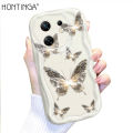 Hontinga for Infinix Zero 30 4G Back Cover Beautiful Butterfly Cream Texture Phone Case Wavy Edge Soft Silicone Cover. 