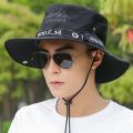 Breathable Adjustable Fishing Mesh Outdoor Climbing Cotton Bucket Hat Large Brim Cap Man Sun Hat. 