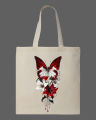 Red Butterfly & Lily Flowers Graphic Printed  Tote Bag– Eco-Friendly Cotton Shoulder Shopping Bag-White, Black. 