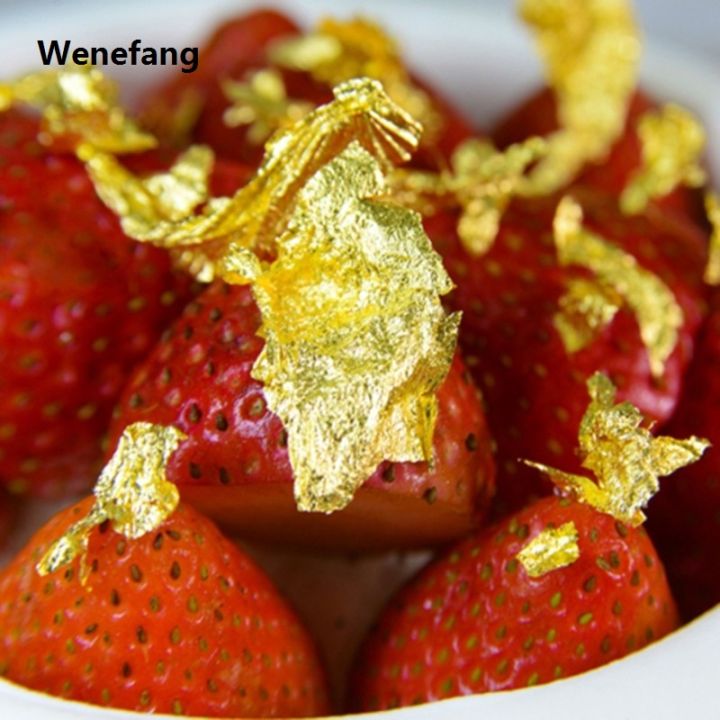 Wenefang 100Pcs 24K Gold Leaf Edible Gold F Sheets For Cake Decoration Bargain price New Facial Cover Arts Crafts Paper Home Real Gold F Gilding