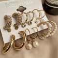 Fashion Retro Gold Earrings: 9 Pair Hoop Earring Set For Women. 