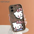 Hontinga for Samsung A06 Back Cover Cute Shy Hello Kitty Pattern Ladder Soft Camera Protection Rubber Phone Case for Girls. 