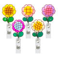 Easy pull Badge holder Teacher badge reel Sunflower Retractable badge reel Sunflower  Clip-on for Hospital staff Nursing. 