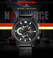 NAVIFORCE Nf9068 Chronograph Watch With Leather Strap For Men - Black | Fashion Leather Band Watch For Men. 