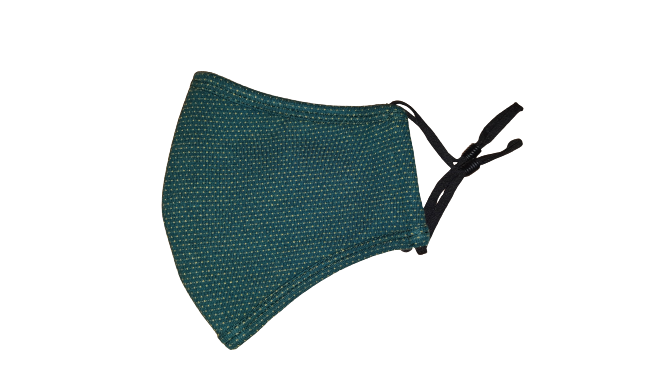 Two Parrot Green Lining Woven 95% Organic Cotton Three Layer Washable Mask With Stopper