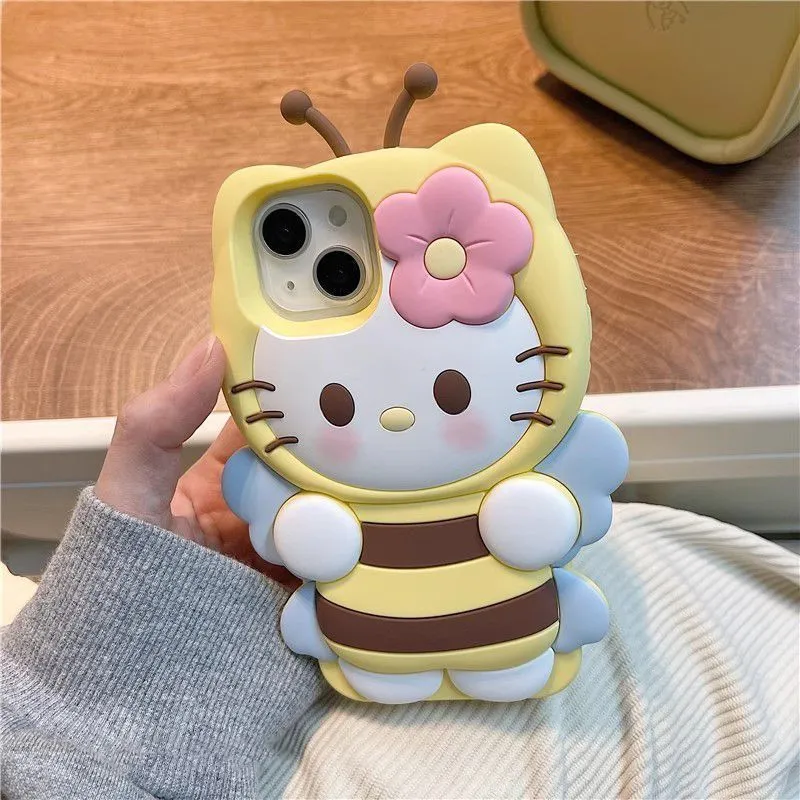 Miniso Sanrio Bee Hello Kitty Girl Phone Case For iphone 15 14 13