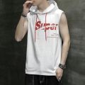 Summer Thin Vest Men's Hooded ins Sleeveless T-Shirt Loose Men's Clothes Sports Waistcoat Outer Waistcoat Inner Waistcoat. 