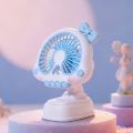 Quiet Operation Creative Design Multi-functional Desktop Fan Bowknot Mini Size Fan Three-Speed Control Portable Desktop Fan Dormitory Use. 