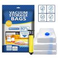 Vacuum Bags for Travel with Pump - Reusable Packing Vacuum Storage Bags for Cloth (2 Pc of 50 x 70 cm |2 Pc of 60 x 80 cm/ 1 Pc 80x100 cm) Set of 5. 