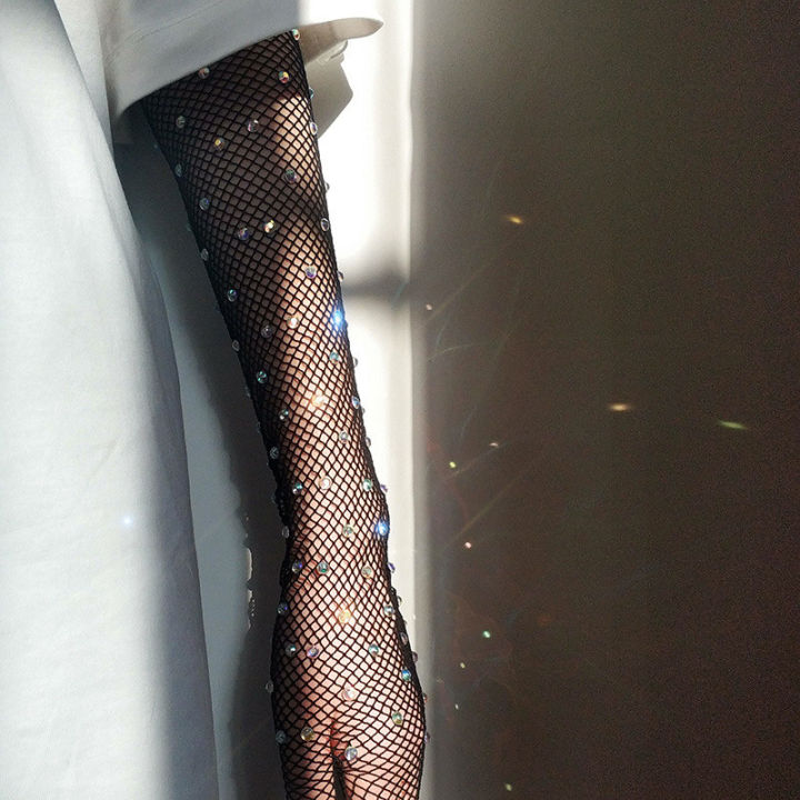 Elastic%20Rhinestones%20Mesh%20Full%20Finger%20Gloves%20Flash%20Fishing%20Net%20Punk%20Nightclub%20Cosplay%20Long%20Gloves%20-%20Image%204