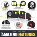 Laser Level Meter Pro 3 Leveller Black 2 Line Measuring Tape Measurement Tool Device Instrument Professional Horizontal Vertical Measure 8FT Aligner Ruler Area. 