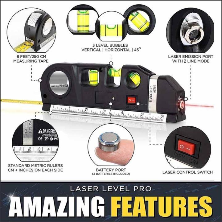 Laser%20Level%20Meter%20Pro%203%20Leveller%20Black%202%20Line%20Measuring%20Tape%20Measurement%20Tool%20Device%20Instrument%20Professional%20Horizontal%20Vertical%20Measure%208FT%20Aligner%20Ruler%20Area%20-%20Image%202