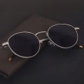 Silver Metal Thin Square Retro Trendy Sunglasses For Men - Black Lens | Fashion Polycarbonate Frame Sunglasses For Men. 