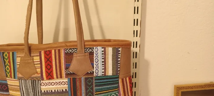 Multicolor%20Women's%20Woven%20Cotton%20&%20Leather%20Patchwork%20Shoulder%20Tote%20Bag%20%E2%80%93%20Casual%20Daily%20Handbag%20with%20Zipper%20Closure%20-%20Image%206