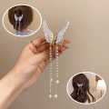 Butterfly Pearl Hair Clip For Women | Gold Tone Pearl Design Butterfly Hair Clip For Women | Hair Clip For Women. 