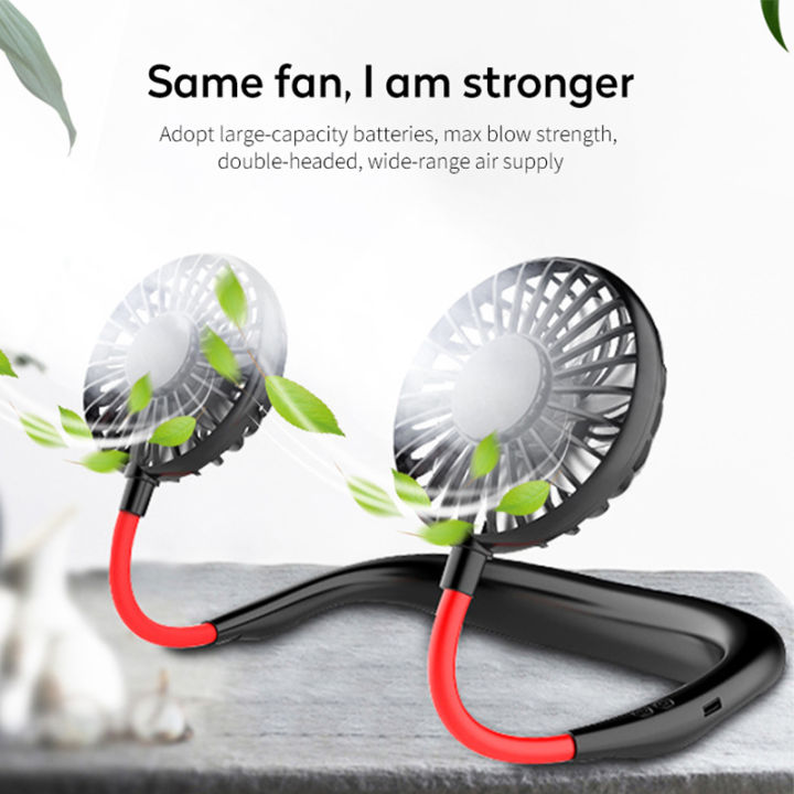Speed adjustable hands-free fan Portable Handheld Mini fan headphones designed with neck strap suspension fan