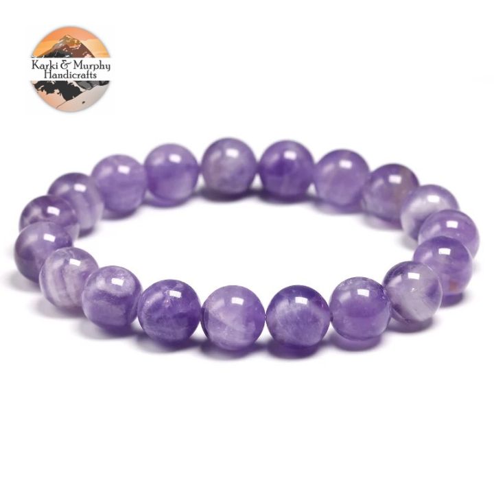 Bracelet. Unisex Bracelet. Natural Amethyst Purple Gemstone. 10 MM