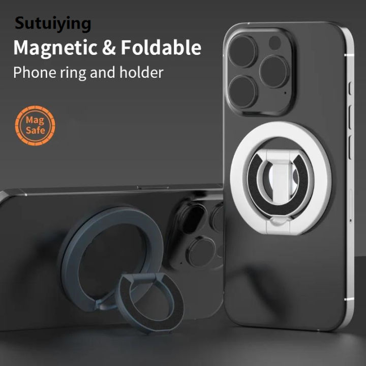 Sutuiying For MagSafe Double Sided Magnetic Phone Ring Holder Portable ...