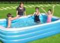 Bestway Inflatable Swimming Pool Adult Kids Family Size Inflatable And Thickened 3 Layer Outdoor Blue Rectangular Large Size 3.05m x 1.83m x 56cm. 