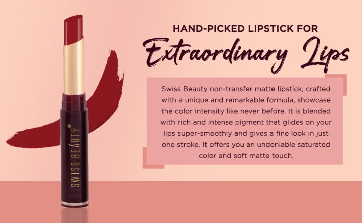 Swiss%20Beauty%20Non-Tranfer%20Matte%20Lipstick,%20Smooth%20&%20Waterproof,%202g%20-%20Image%204