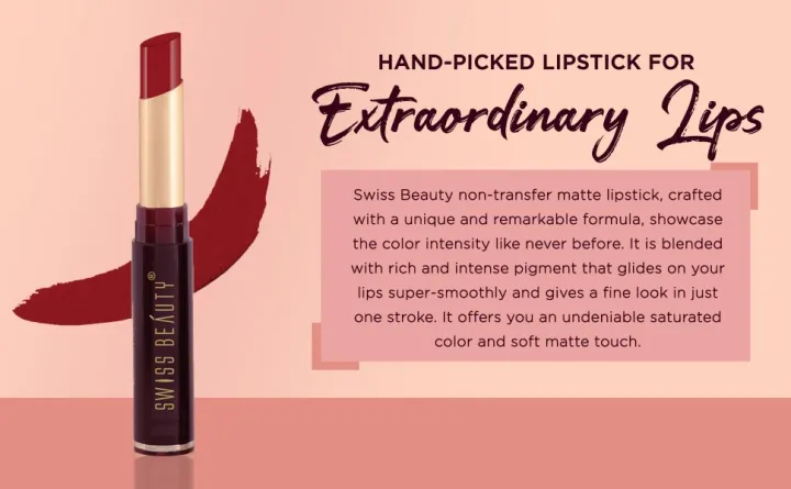 Swiss%20Beauty%20Non-Tranfer%20Matte%20Lipstick,%20Smooth%20&%20Waterproof,%202g%20-%20Image%204