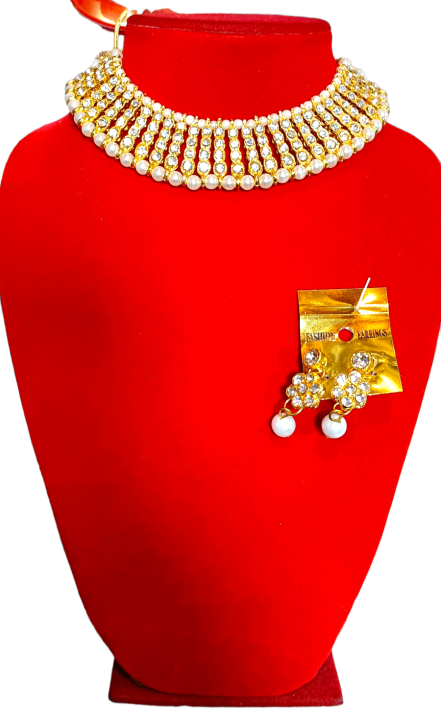 Gold Plated Choker With Moti/Pearl Necklace For Women
