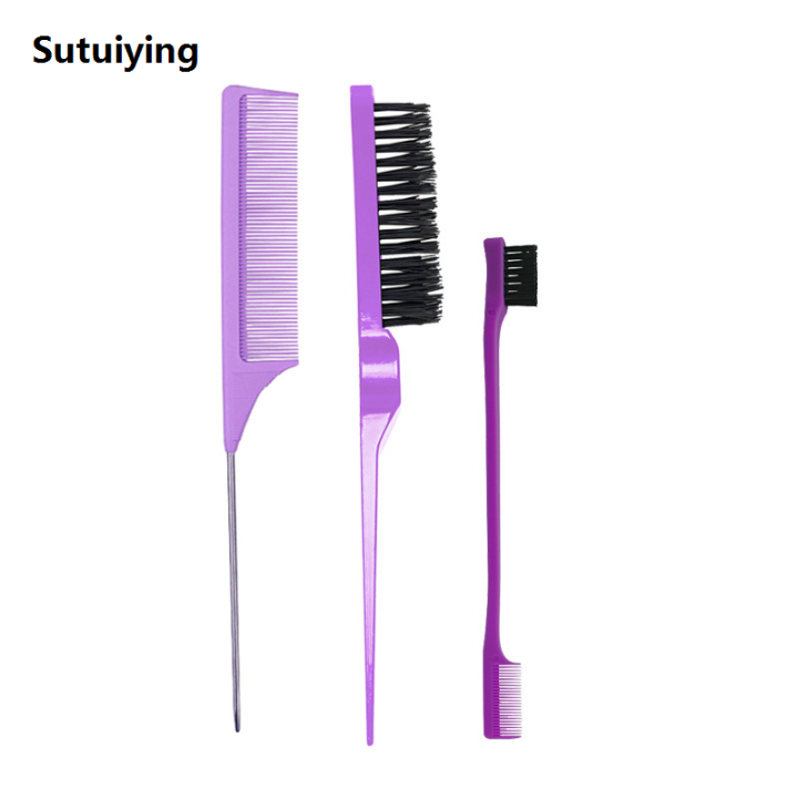 Sutuiying%203PCS%20Hair%20Brush%20Set,Hair%20Styling%20Comb%20Including%20Dual%20Sided%20Edge%20New%20style%20Brush%20Rat%20Tail%20Comb%20and%20Teasing%20Comb%20for%20Women%20Girl%20Barber%20-%20Image%205