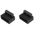 2X PH19B USB 3.0 Internal Header USB3.0 19/20P Socket 90 Degree Adapter Converter for Computer Motherboard. 