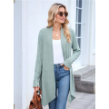Women Solid Color Cardigan Sweater Open Front Long Casual Beach Kimonos Outfits Dark Green M. 
