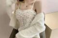 Floral Pearl Buttom Crop Top For Women | Tank Top For Women | Summer Wear For Women | Cami Top For Women - Free Size 32 To 38, Ditsy Floral Pattern. 