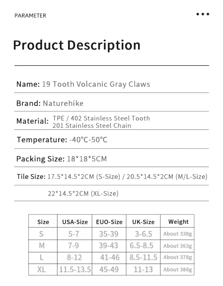 Naturehike Hiking Crampon Winter Anti Slip Microspike 13 Spike