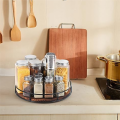 Non-Skid Wood Turntable Organizer Storage Rack for Cabinet, Pantry, Kitchen Countertop, Refrigerator, Spice Rack, Carbonized Black. 