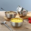 Stainless Steel Rice Bowl Household Double Layer Insulated Noodles Soup Bowl 14CM. 