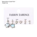 Enacolor 3Pairs Fashion Pink Heart Earrings for Luxury Crystal  Pearl Earring Girl Party Accessories. 