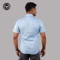Wraon Sky Blue Half Sleeves Premium Cotton Box Shirt For Men - Fashion | Shirts For Men | Men's Wear | Shirts |. 
