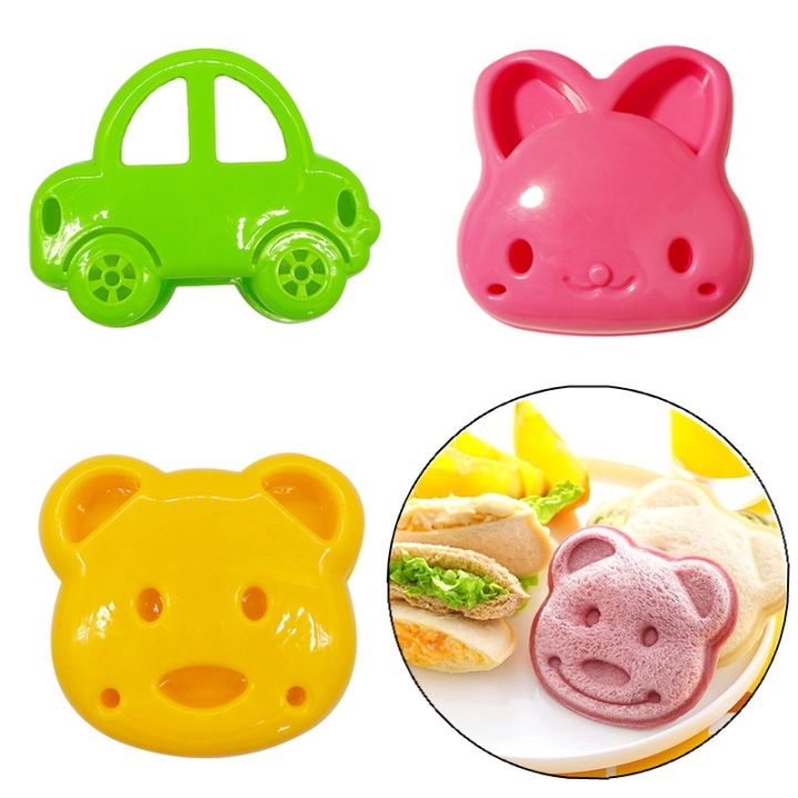Bento Rabbit Cutter 1/3pcs Sandwich Cutter Mini Cartoon Rabbit Bear Car Bread Knife ...