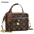 Sutuiying 2024 Vintage Girls Shoulder Bag Handbag Printing Ladies Fashion 2025 Crossbody Small Square Bag Simple Chain Girls Cosmetic Bag. 