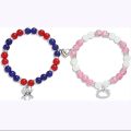 Masala Beads Spider And Kitty Charm Friendship Couple Lover Bracelet With Conjoined Two Heart Shaped Magnetic Stone Matching Magnet Bracelet. 