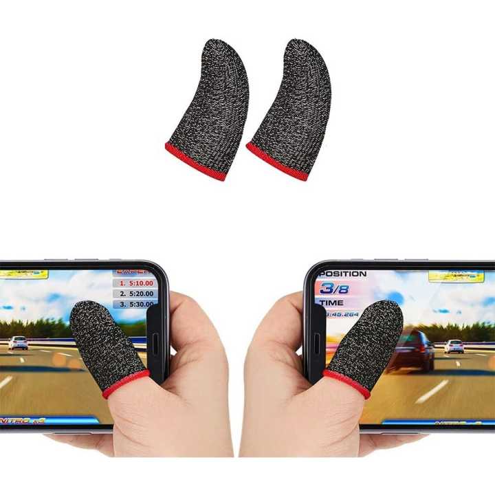 Finger Sleeve for Gaming Mobile Game Controller Finger Thumb Sleeve Anti-Sweat Breathable Seamless Touchscreen Finger Cover (Set of 2)