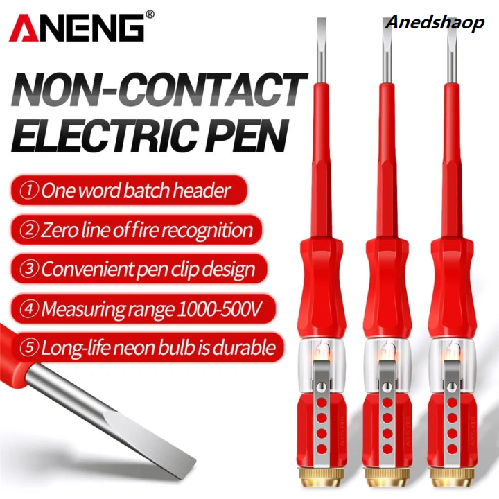Mengshan2025 New Portable Voltage Indicator Non-contact Insulation Test Pen Neon Luxury Bulb Screwdriver Voltage Tester for Live/Null Wire Judgment