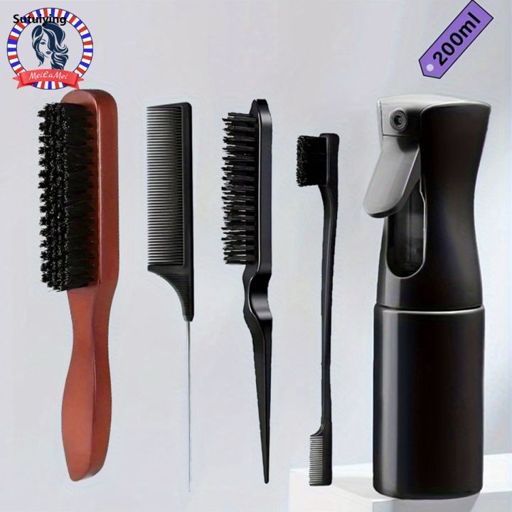 Sutuiying%206pcs%20Wooden%20Comb%20Set%20with%20Bamboo%20Handles%20-%20Boar%20Bristle%20Teasing%20Profesional%20Smoothing%20Combs%20men%20Bottle%20Perfect%20for%20Slicked%20Back%20Hairstyles%20-%20Image%202