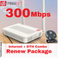 DishHome Fibernet 300 Mbps Internet+DTH Combo WiFi Renew Package. 